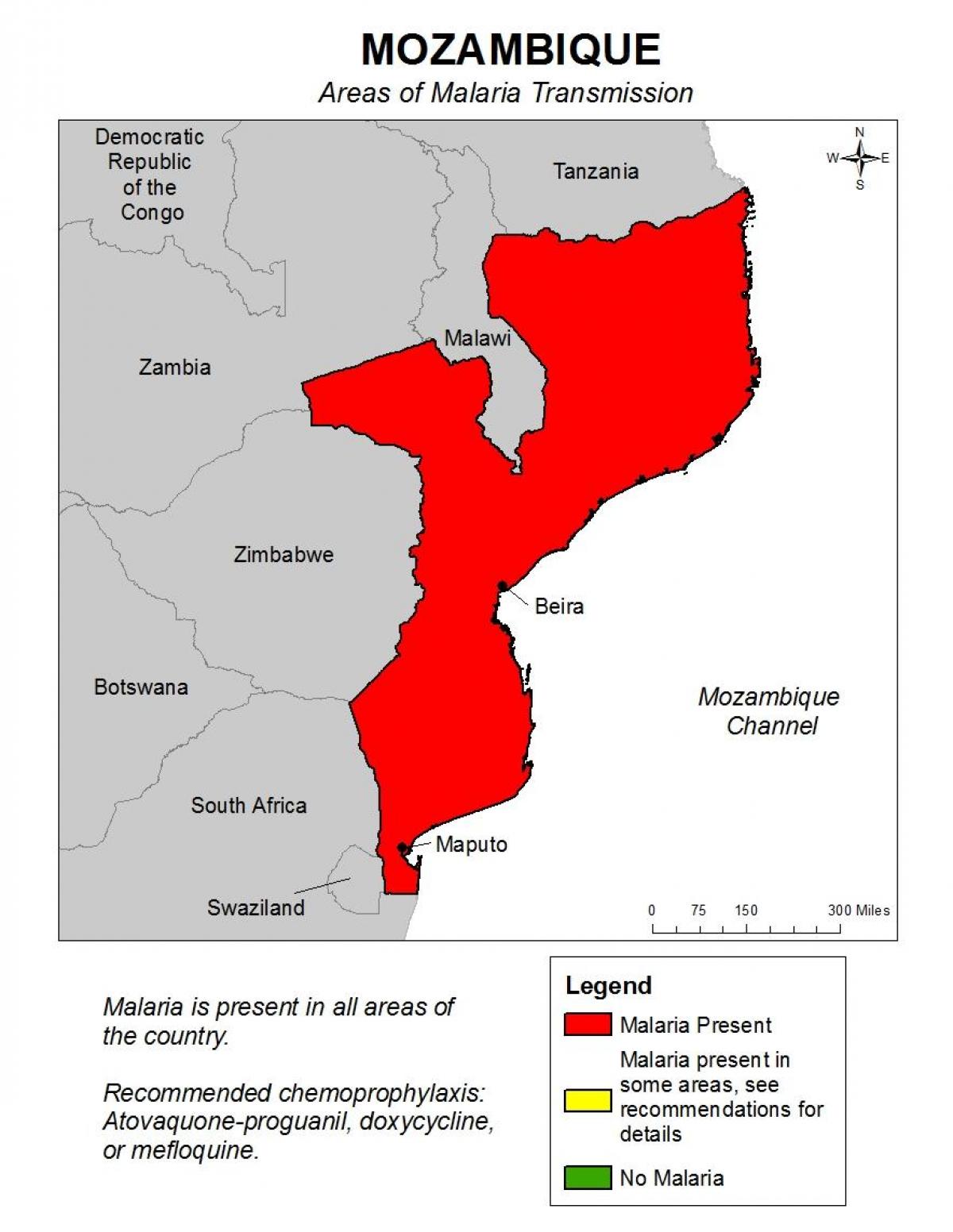 ramani ya Msumbiji malaria